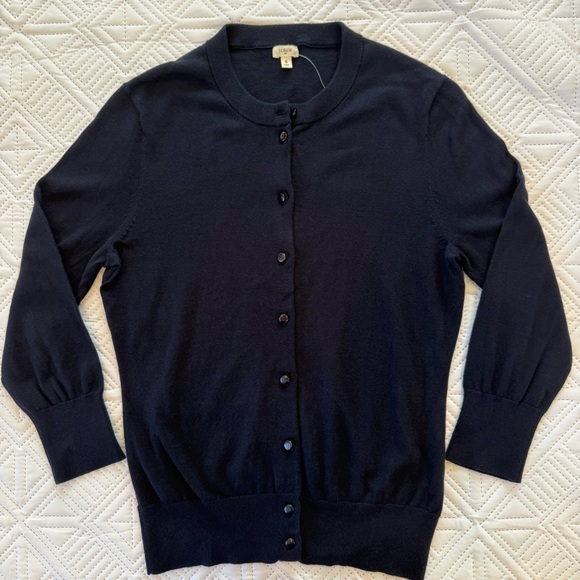 J. Crew Factory Cardigan Sweater Crewneck Cotton Size S Navy  Blue - Picture 1 of 8